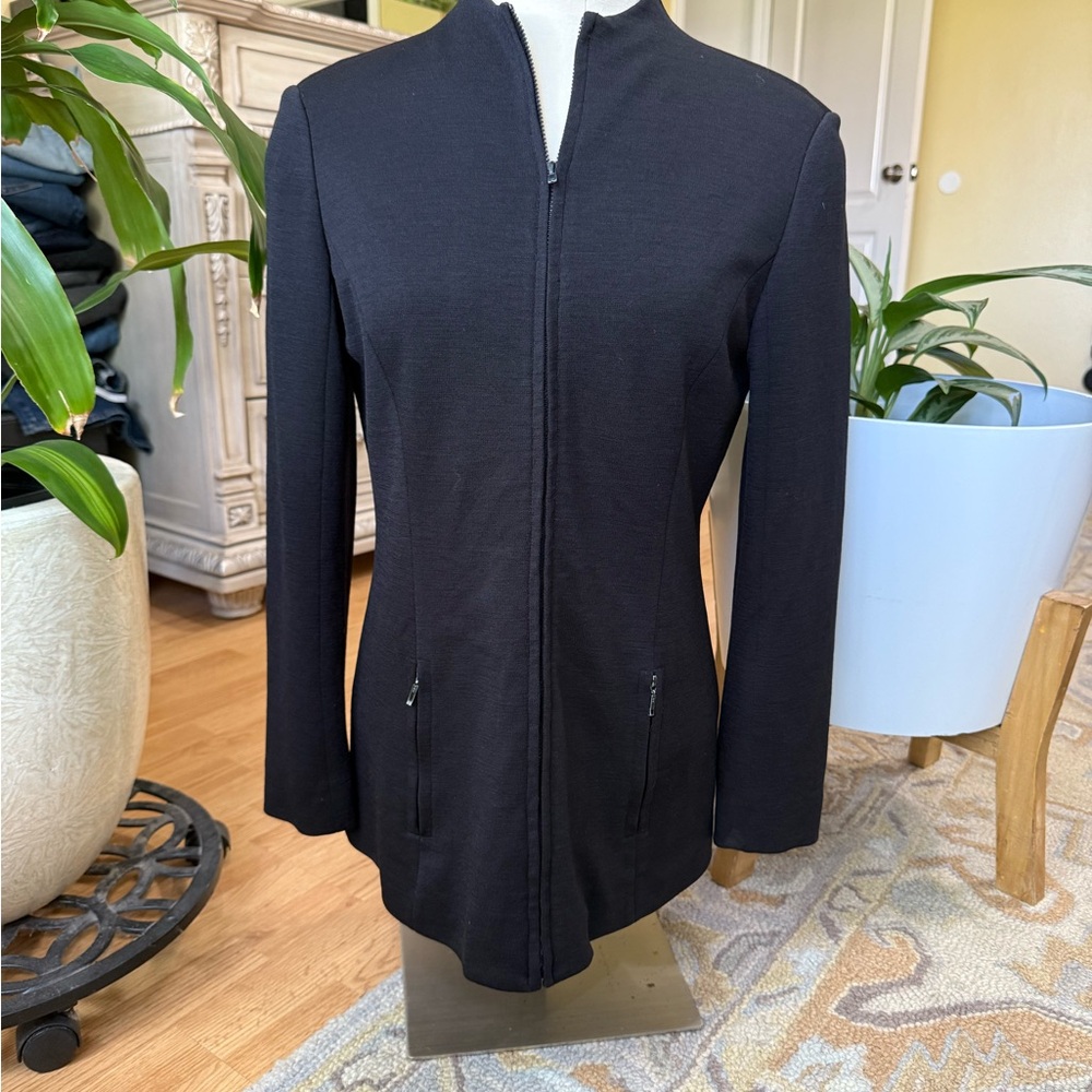Anne Klein new wool Black Zip-Up Blazer